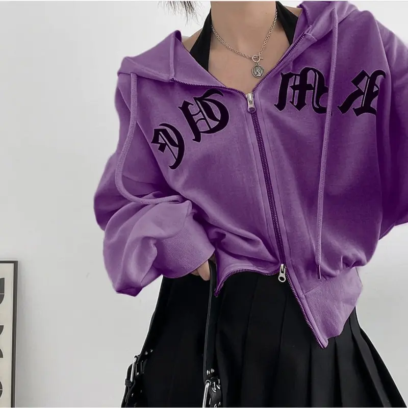 Hoodie JAPANESE Ziper Wanita Oversize | Jaket Sweater Double Ziper Wanita Korean Style 7
