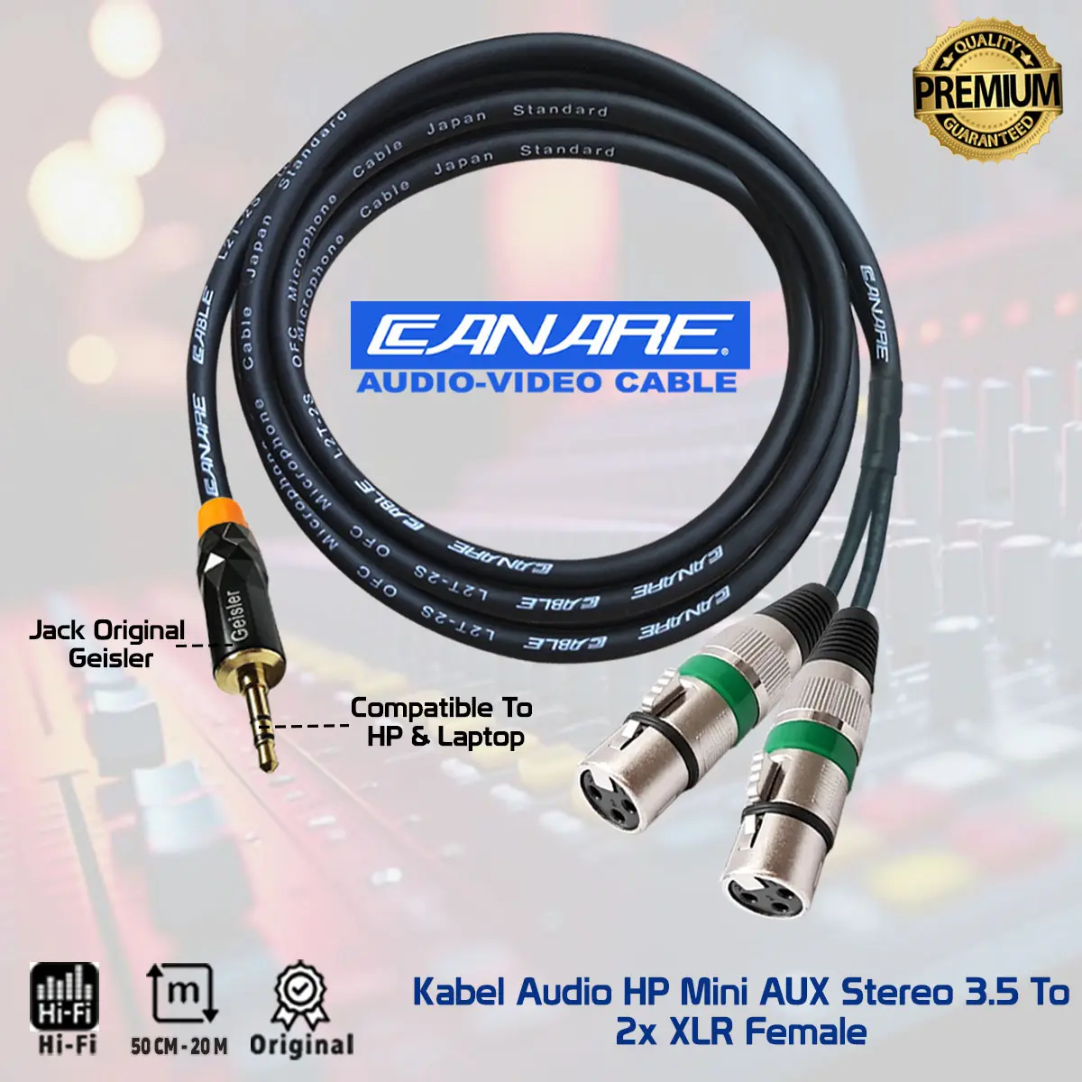Kabel Audio/ Kabel In Out Mixer Mini Stereo To 2x XLR Female - Canare Accessories