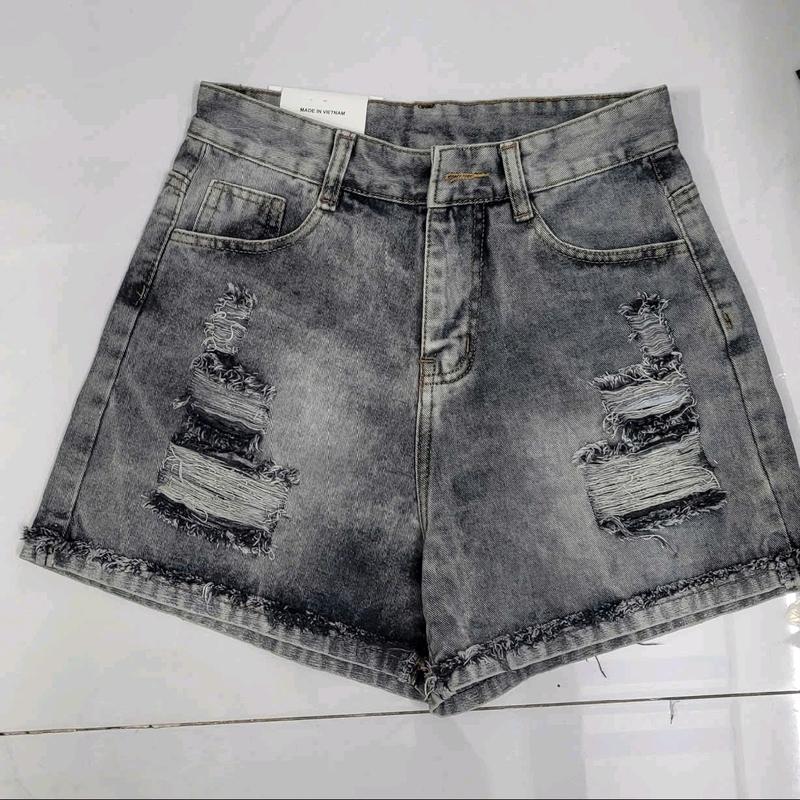 (SHORT XÁM-CÓ BIGSIZE   )Quần Short Jean Rách Màu  xám đen - Sooc Ngắn Mặc Nhà - Women, Pants Có Túi dễ phối đồ lên dáng cực xinh quần  áo quansuong  namlun chỉ giặt tay unisex Menswear