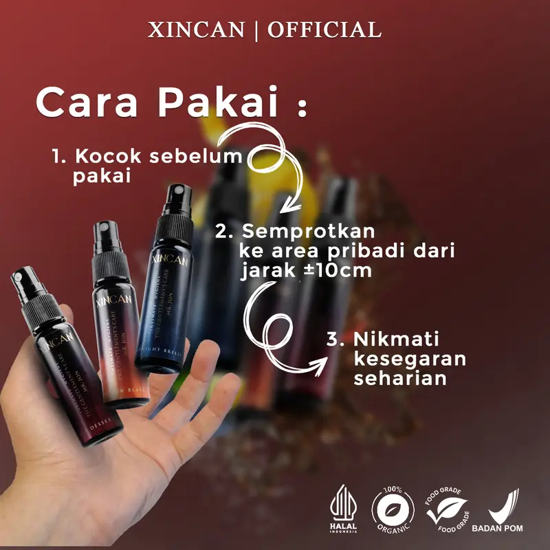 (FLASH SALE) XINCAN Spray Perawatan Pribadi Pria - Aroma Segar (Mango Blast, Tropicola, Midnight Breeze) 4