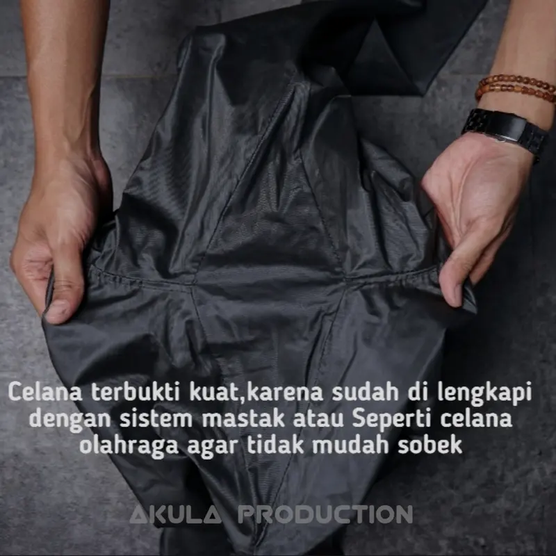 Jas Hujan Mantel AKULA Setelan Pria Wanita Tebal Elastis Bahan  Pvc Anti Rembes 8