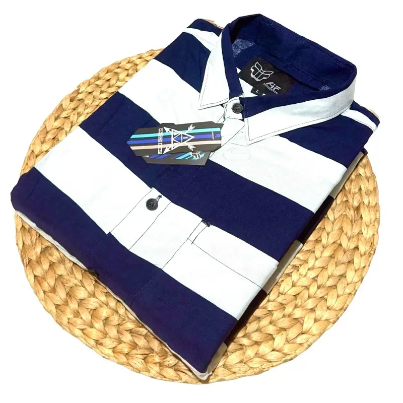 PROMO COD kemeja lengan pendek pria motif salur distro terbaru