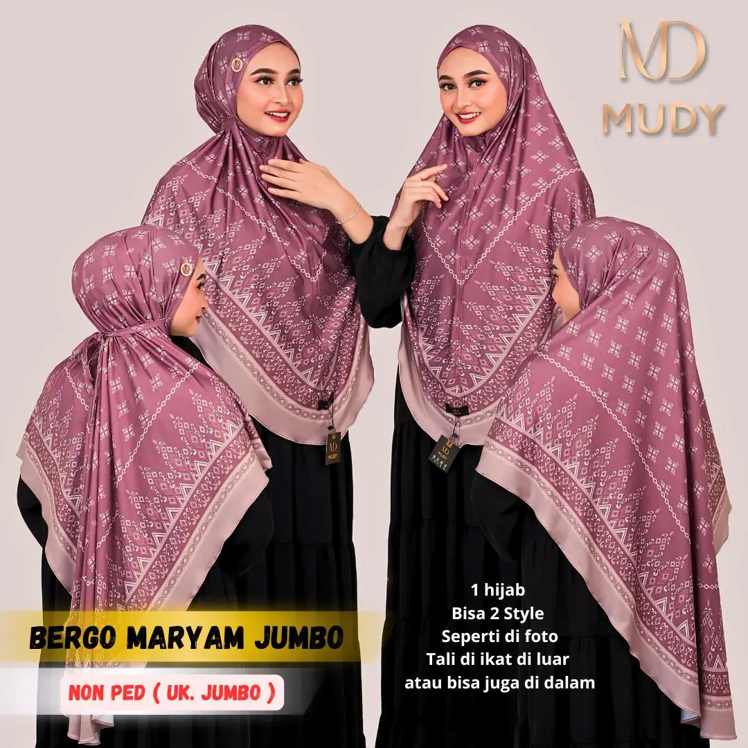 Jilbab instan daily hijab bergo MARYAM JUMBO NON PED motif Mudymudy
