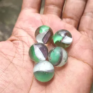 Paket 5 kelereng jadul tiga warna