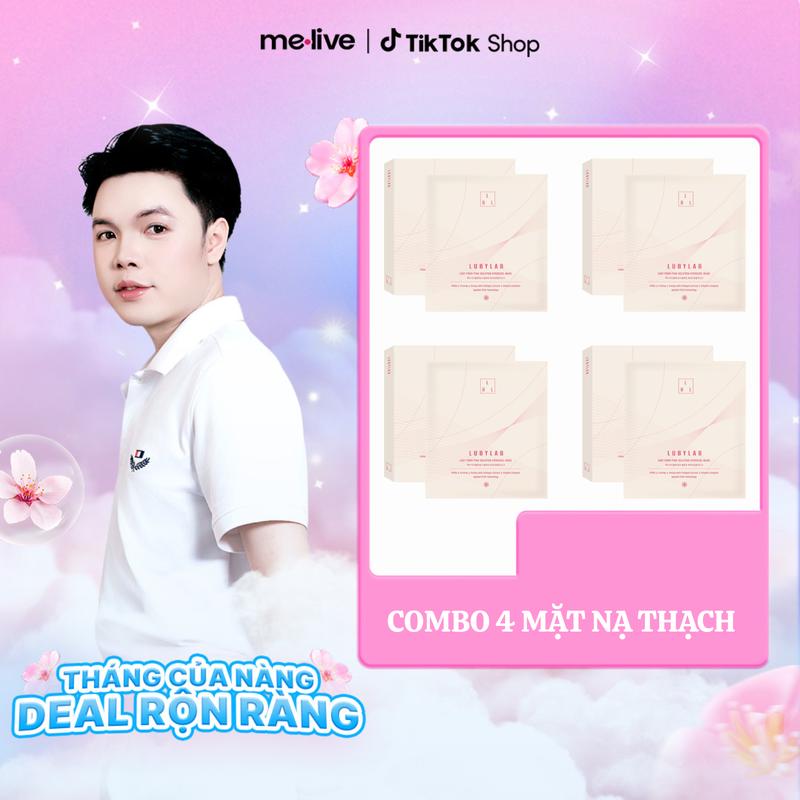 Độc Quyền Vũ Thái Bình Combo 4 Hộp Mặt Nạ Thạch Lubylab PDRN Pink Solution Tổng 16 miếng
