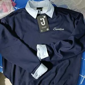 Áo sweater phối sơ mi dài tay JULIDO chất liệu vải nỉ hai da