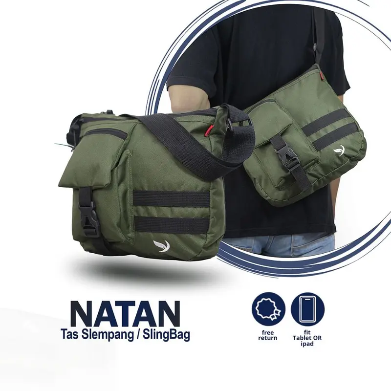 Tas Selempang Slingbag Natan Casual Kerja Slingbag Pria Multifungsi Canvas Premium 4