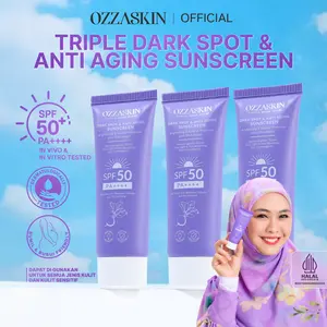 Ozzaskin Dark Spot & Anti Aging Sunscreen by Oki Setiana Dewi SPF50 PA++++ 30ml Halal BPOM Mengandung Bahan Alami, Melindungi dari Sinar UVA UVB & Blue Light, Efektif Mencegah & Membantu Mengurangi Flek Hitam, Anti Aging, Mencerahkan & Melembabkan Wajah