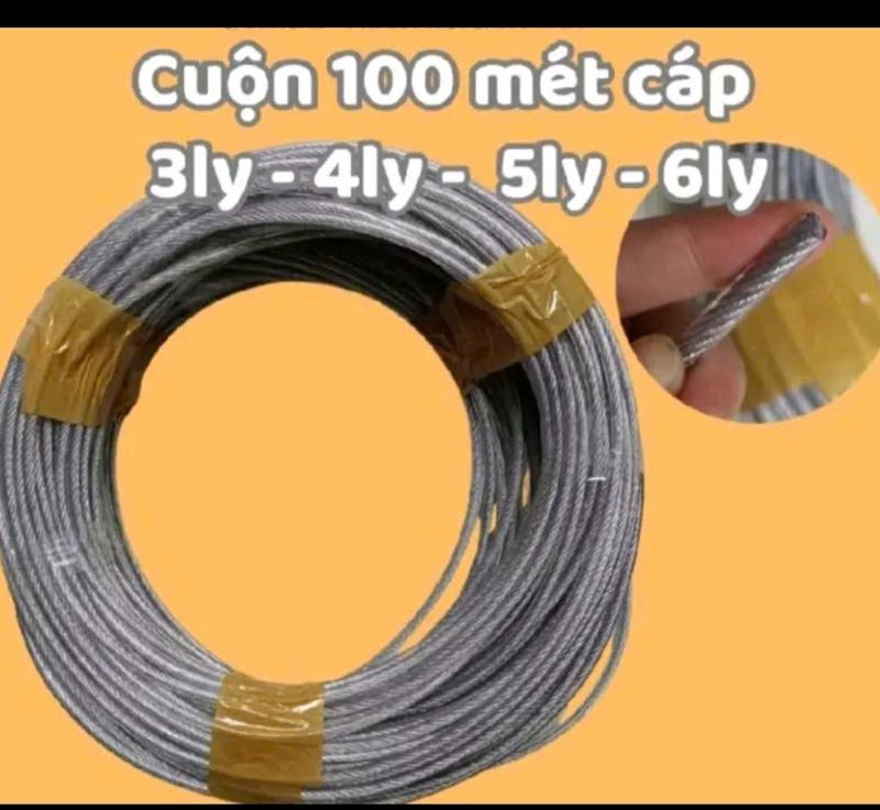 Cáp bọc nhựa - chống han rỉ cuộn 100 mét tặng 1 mét cáp thép bọc nhựa 3ly -4ly- 5ly- 6ly- < TẶNG THÊM 1 MÉT