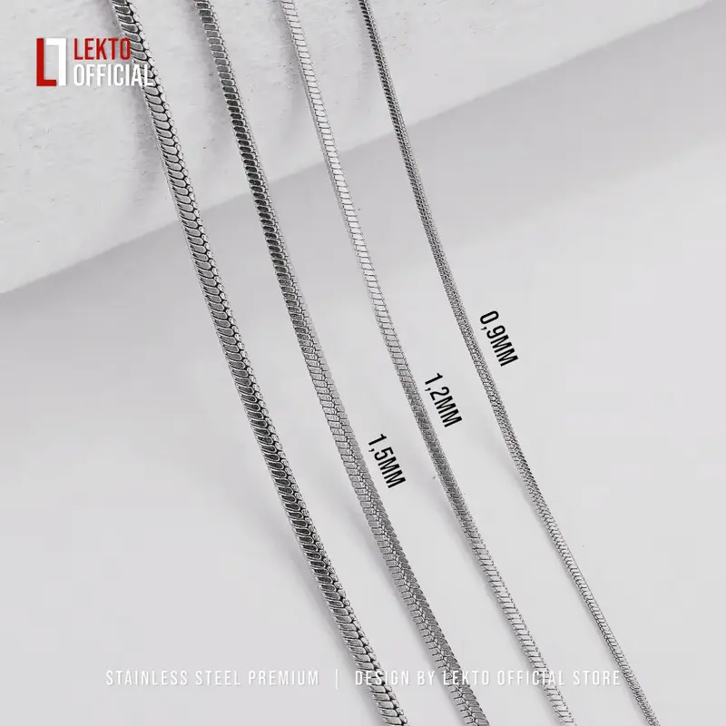 Kalung Titanium Anti Karat Selamanya Uniseks Pria Wanita Terlaris Motif Kotak SIERRA Monel Silver Pelapisan Logam Elegan 7