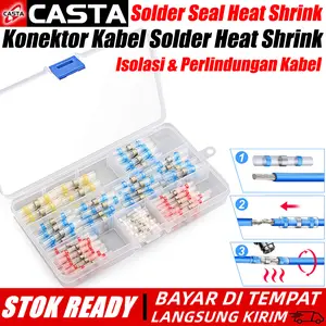 CASTA Set Konektor Heat Shrink Solder Seal Waterproof Isolasi Kabel Listrik 2:1 Cepat Praktis dengan Kotak Penyimpanan 50PCS 100PCS