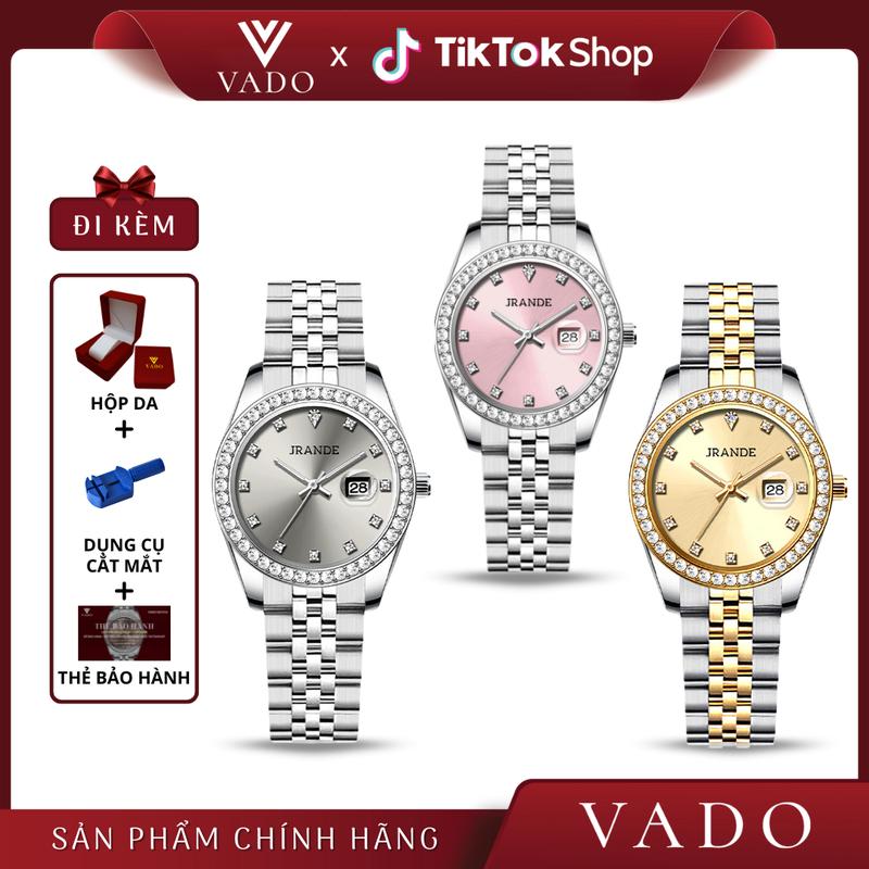 VD - DHJ9850J JRANDE Đồng Hồ Nữ Sang Chảnh Mặt Tròn Mặt Đính Viền Đá Dây Kim Loại Phong Cách Thời Trang Và Sang Trọng - DHJ9850