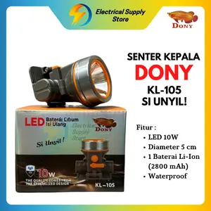SENTER KEPALA DONY KL-105 10W SI UNYIL | TERANG | MODE S.O.S | PUTIH & KUNING | SIZE KECIL TAHAN AIR