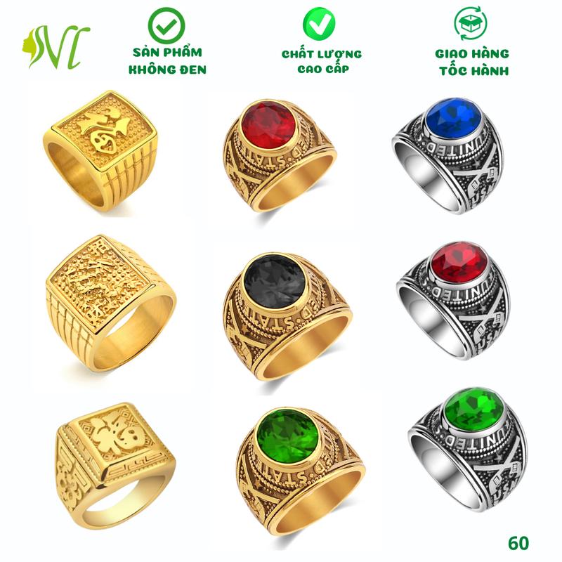 Nhẫn nam Titan phong mỹ cách cá tính Nhẫn titan chống gỉ Nhẫn titan mạ vàng nhẫn mỹ cao cấp Nhẫn titan sang trọng Nhẫn nam mỹ nhẫn mỹ inox titan kiểu ngầu đá nổi  Nhẫn titan cá tính Nhẫn titan phối đá Nhẫn phong thủy nhẫn nam đẹp - Đẹp Hơn Vui Hơn