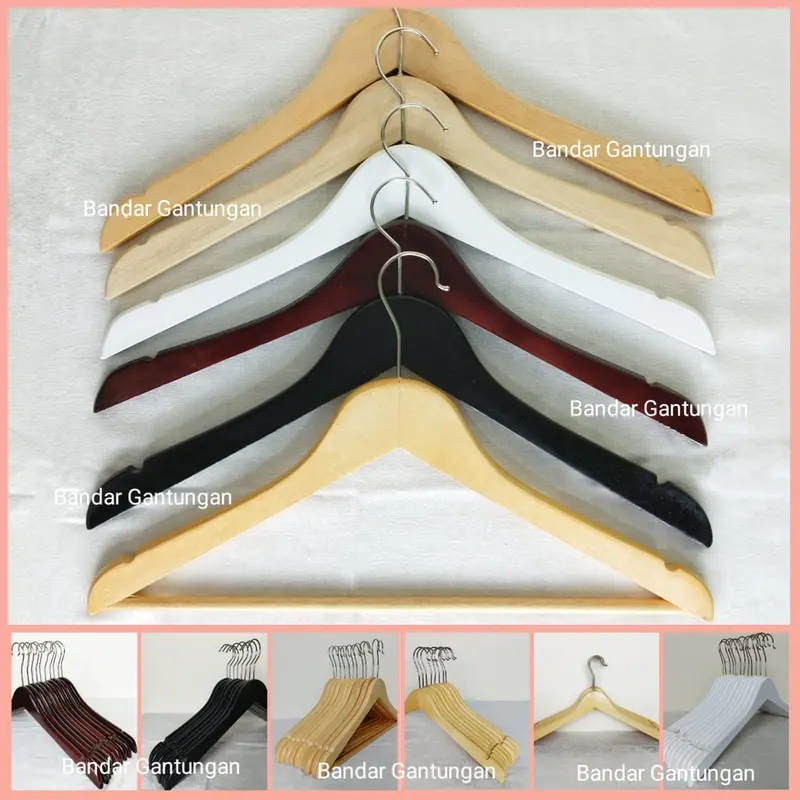 Hanger Kayu Natural SUPER TEBAL Wood Hanger Dewasa Atau Anak Hanger Distro Gantungan Baju Kayu Warna TEBAL Hanger Kayu Hanger Distro Hanger Butik-BH 1