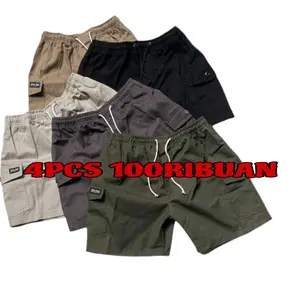 Boardshort Cargo 100rb dapat 4pcs Abu Army  Hitam Celana Panjang Pendek Santai Pria