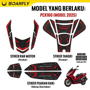 【Pengiriman 24 jam】SOARFLY Deckpad Motor Honda PCX 160  Paket Aksesoris PCX 160 Tahun 2025 ROADSYNC/ABS/CBS Karpet/Tankpad/Upper Stoplamp Bahan Karet