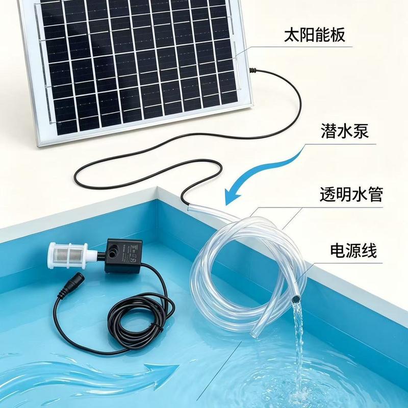 Bơm nước năng lượng mặt trời ngoài trời, bơm nước năng lượng mặt trời 12V, lọc…