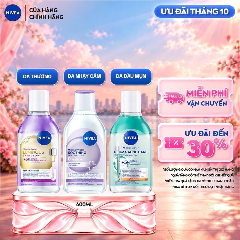 Nước Tẩy Trang NIVEA Sạch Sâu 400ml Dùng Được Cho Mắt Môi - Ngừa Mụn/ Dưỡng Sáng/ Dịu Da - 98722/99403/89259