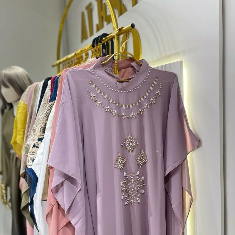 KAFTAN ALESSIA CERUTTY BABY DOLL Fit Ceruty Mewah Muslim Payet Kalong Gamis Wanita Panjang Simple 1