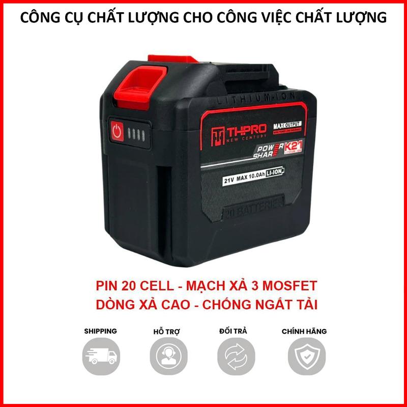 Pin 20 Cell cho máy khoan máy mài THPRO Lõi XÁM chân pin phổ thông Makita M21 có đèn báo pin cho máy tải nặng