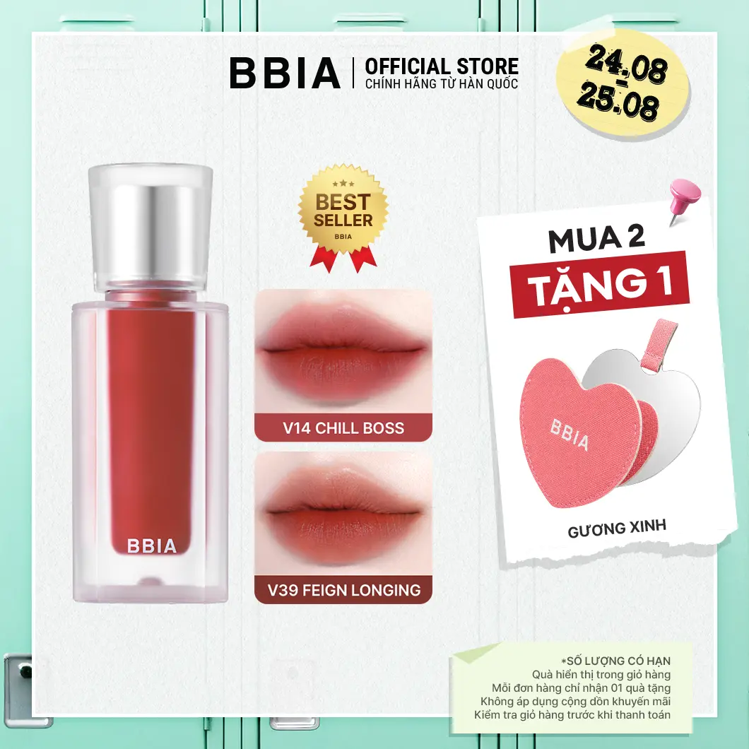 Son kem nhung thuần chay, nhẹ môi BBIA Last Velvet Tint V Edition 5g