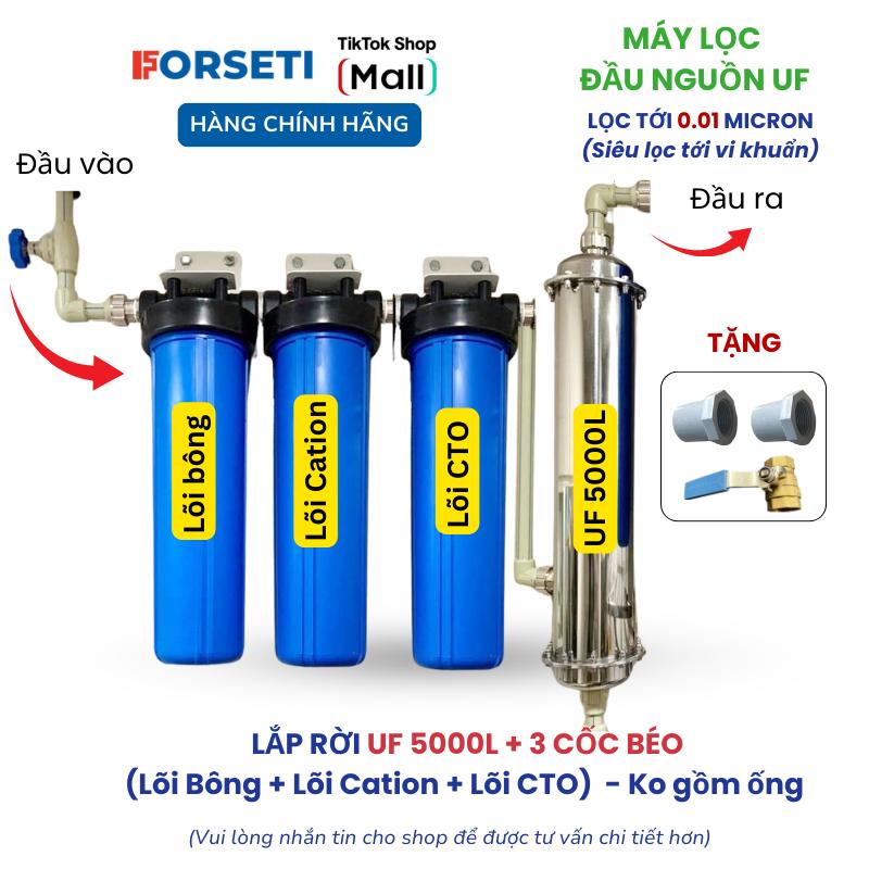 Bộ Lọc Nước Đầu Nguồn UF 5000L + 3 Cốc béo Bông PP5 + Cation + CTO