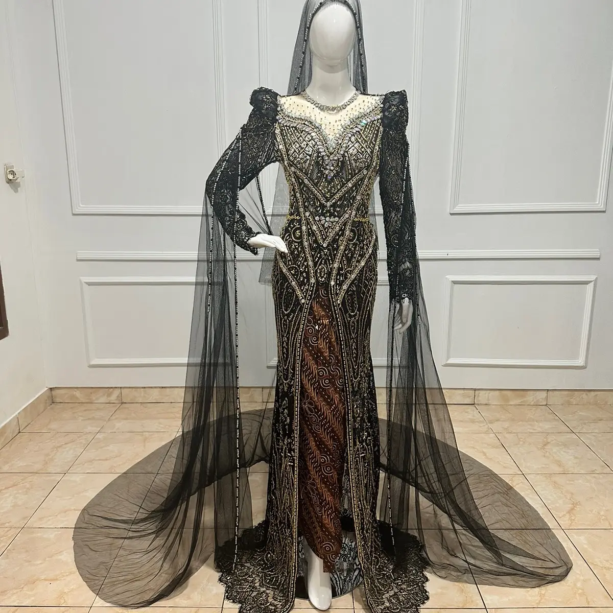 kebaya pengantin full payet depan belakang