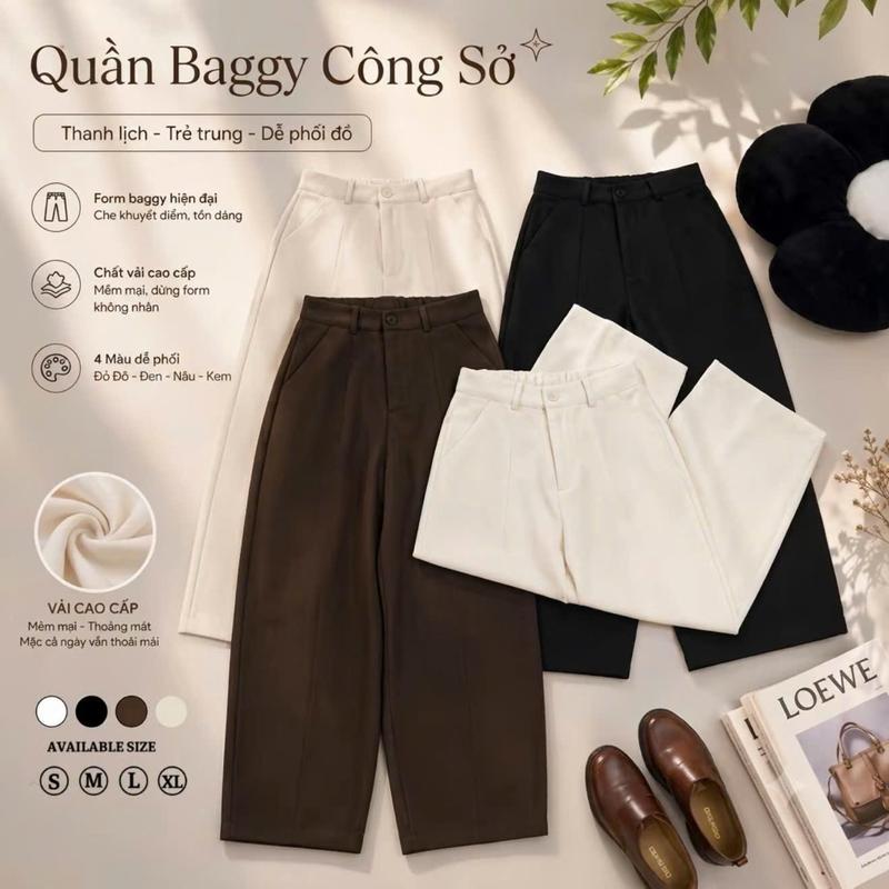 QUẦN KAKI NHẬT L1-CÓ DÁNG NẤM) Quần baggy nữ dáng bom thụng lưng chun phía sau…