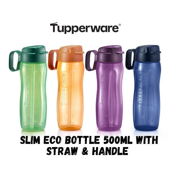 Tupperware Slim Eco Bottle 500ml with Straw & Handle (1pcs) - TikTok ...