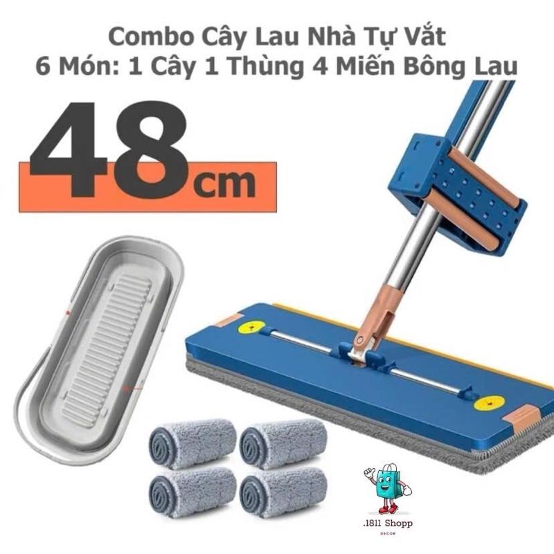 Bộ Cây Lau Nhà Tự Vắt Kèm Xô Gấp Gọn Silicon Có Bánh Xe Thông Minh và 4 Bông Lau - Bộ Lau Nhà Gia Đình Lau Sàn Làm Sạch ( Mẫu Mới 2024 ) Silicon có thể xoay