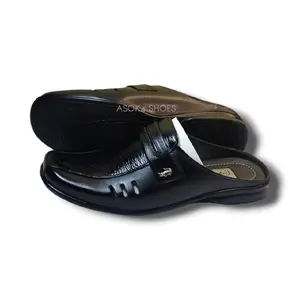 Sepatu Sandal Selop Bustong Kulit Asli wl 84 Hitam Pria Dewasa