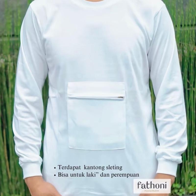 Kaos umroh dan haji berkantong lengan panjang perlengkapan haji dan umroh pria dan wanita 0