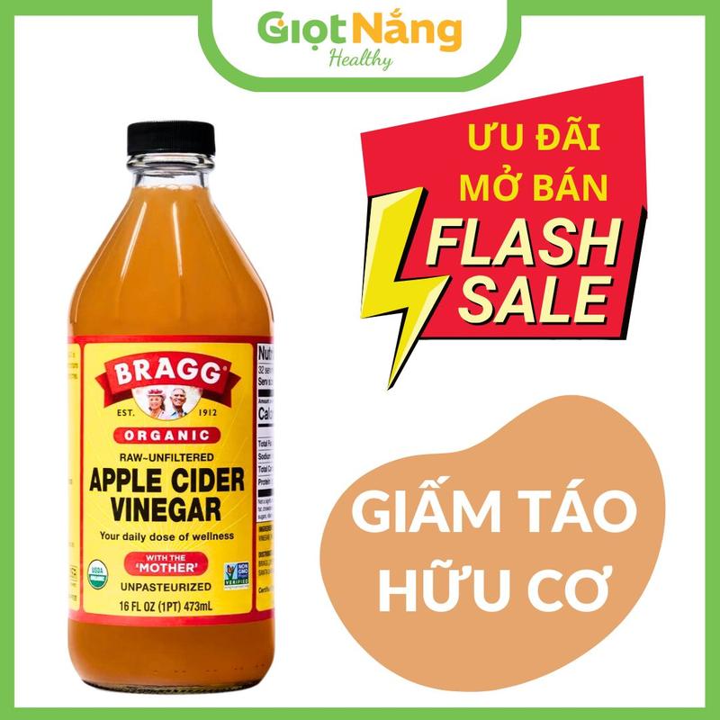 Giấm Táo Hữu Cơ Bragg Organic Chai 473ml Nhập Khẩu Chính Hãng từ Nông Sản Giọt Nắng giấm chua
