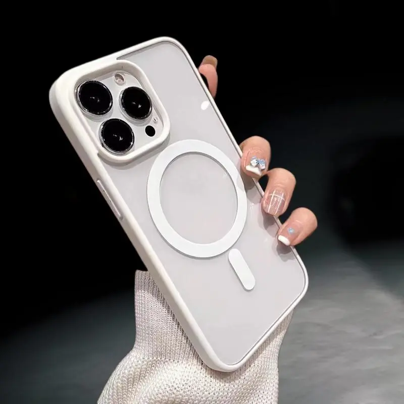 For iPhone  Magnetic Wireless Charging Case for iPhone 16 15 14 13 12 11 Pro Max X Xs 7 8 Plus Hard Acrylic Cover