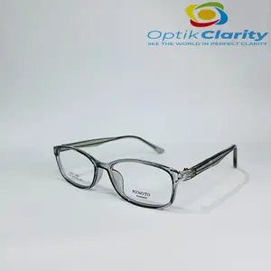 Kacamata  Clarity TR902191 Frame Rectangle dengan Bahan Plastik - Color Black Grey Brown Lensa Photocromic Bluecromic - Titanium, Glasses