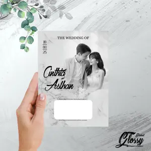 Unseries - Undangan Pernikahan Murah Mewah Elegan Hitam Putih Glossy | Undangan Pernikahan GLOSSY BW  Art Paper | Undangan Nikah | Undangan Hitam Putih | Undangan Pernikahan