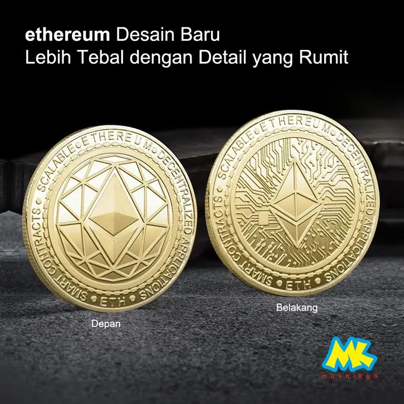 Ethereum Gold Plated Coin Crypto with Case / koin Kripto Koleksi Souvenir Gift 0