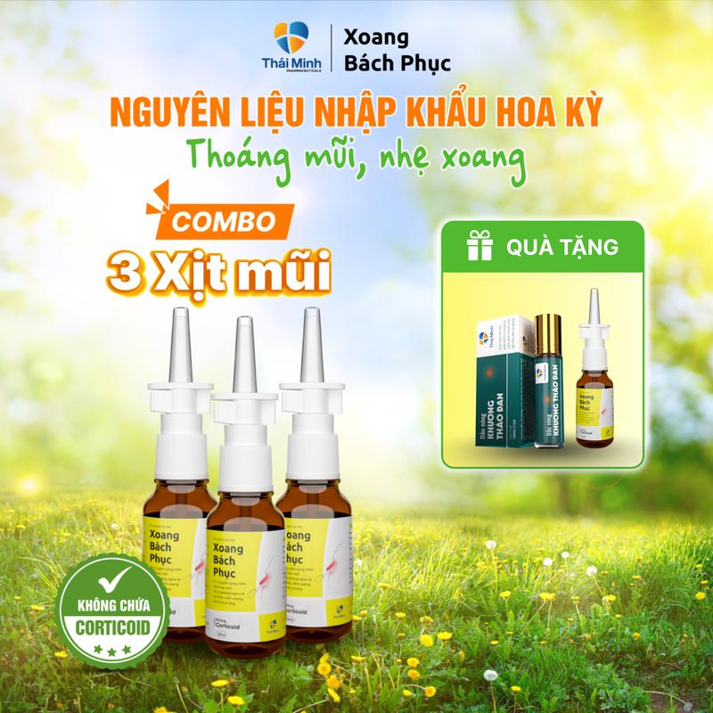 [Combo 3 lọ Xịt mũi Xoang Bách Phục] Hỗ trợ giúp Mũi thoáng, hỗ trợ cải thiện ngạt mũi, hắt hơi, sổ mũi - Lọ 30ml
