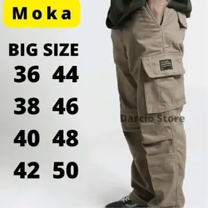 Celana Cargo Panjang Pria Jumbo Dewasa Bigsize Melar Katun
