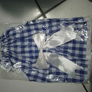 Baju Dress Kucing Anjing Kotak2 Pita
