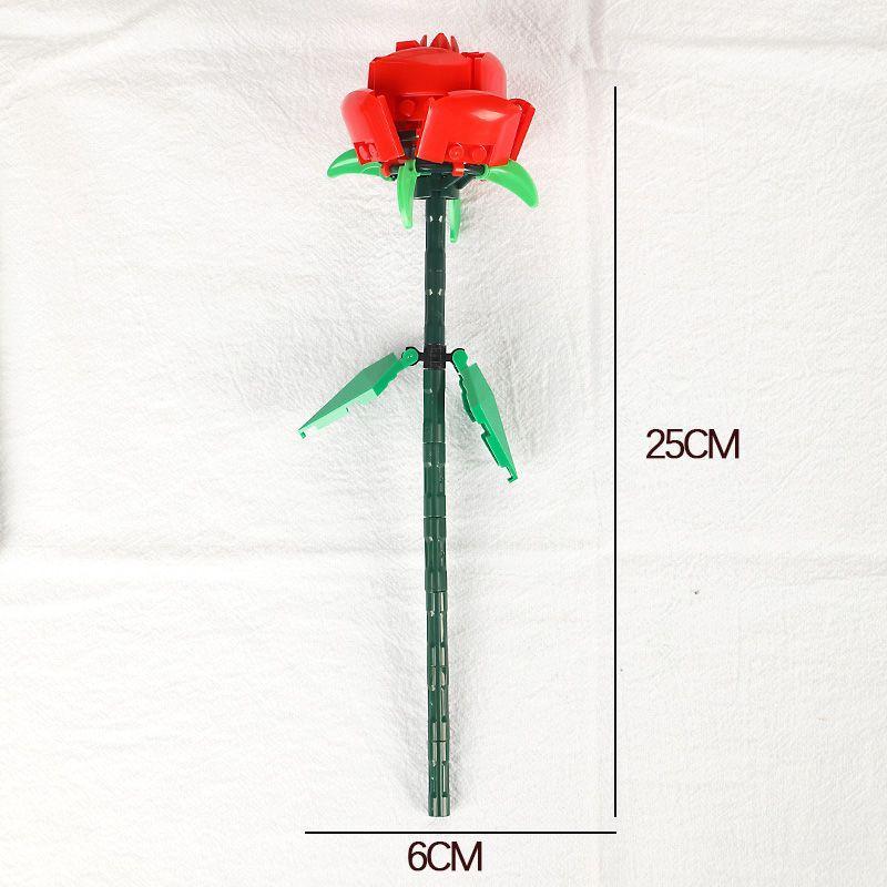 MINGDI Susun Balok Mawar Brick Bunga Bouquet DIY Mawar Nano Bricks Flower Romantis Block Buket Kecil Blok Anak Permainan valentine gift 8