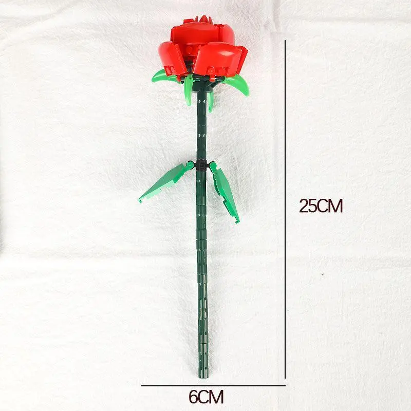 MINGDI Susun Balok Mawar Brick Bunga Bouquet DIY Mawar Nano Bricks Flower Romantis Block Buket Kecil Blok Anak Permainan valentine gift 7