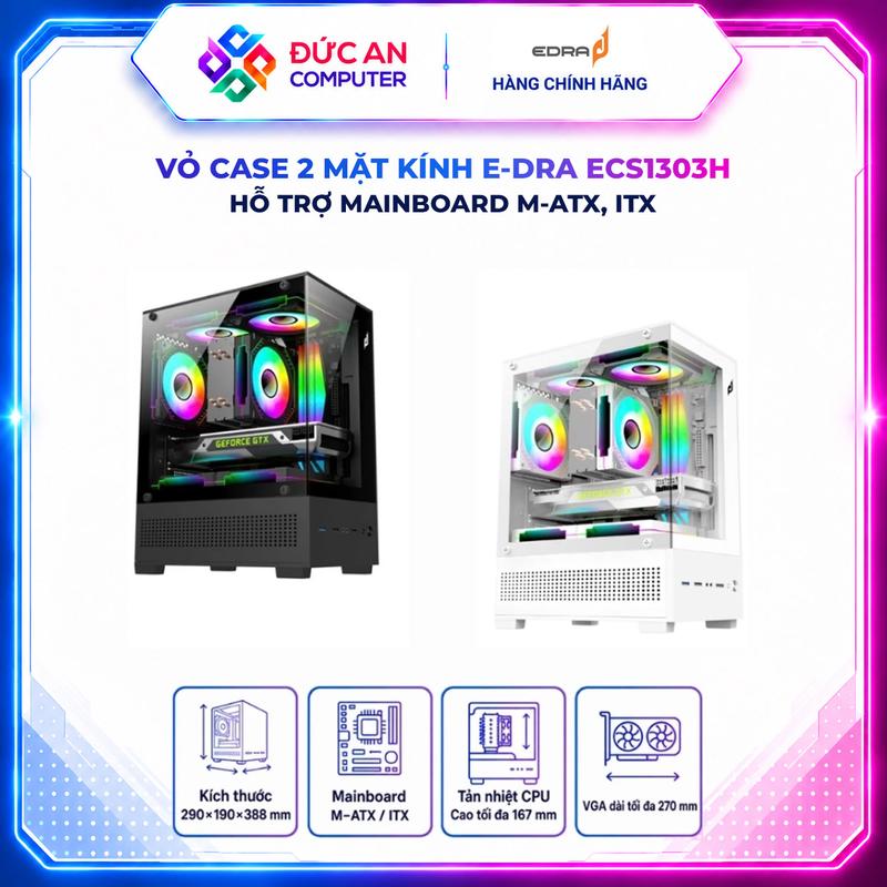 Vỏ Case 2 Mặt Kính Cường Lực EDRA ECS1303H (m-ATX / 0 Fan)