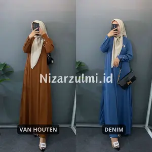NZ - Gamis Inara Kancing Tangan Button Premium Kekinian Terbaru Dan Termurah Wanita Panjang Muslim Merah Dress Syari Maxi Melar Variasi