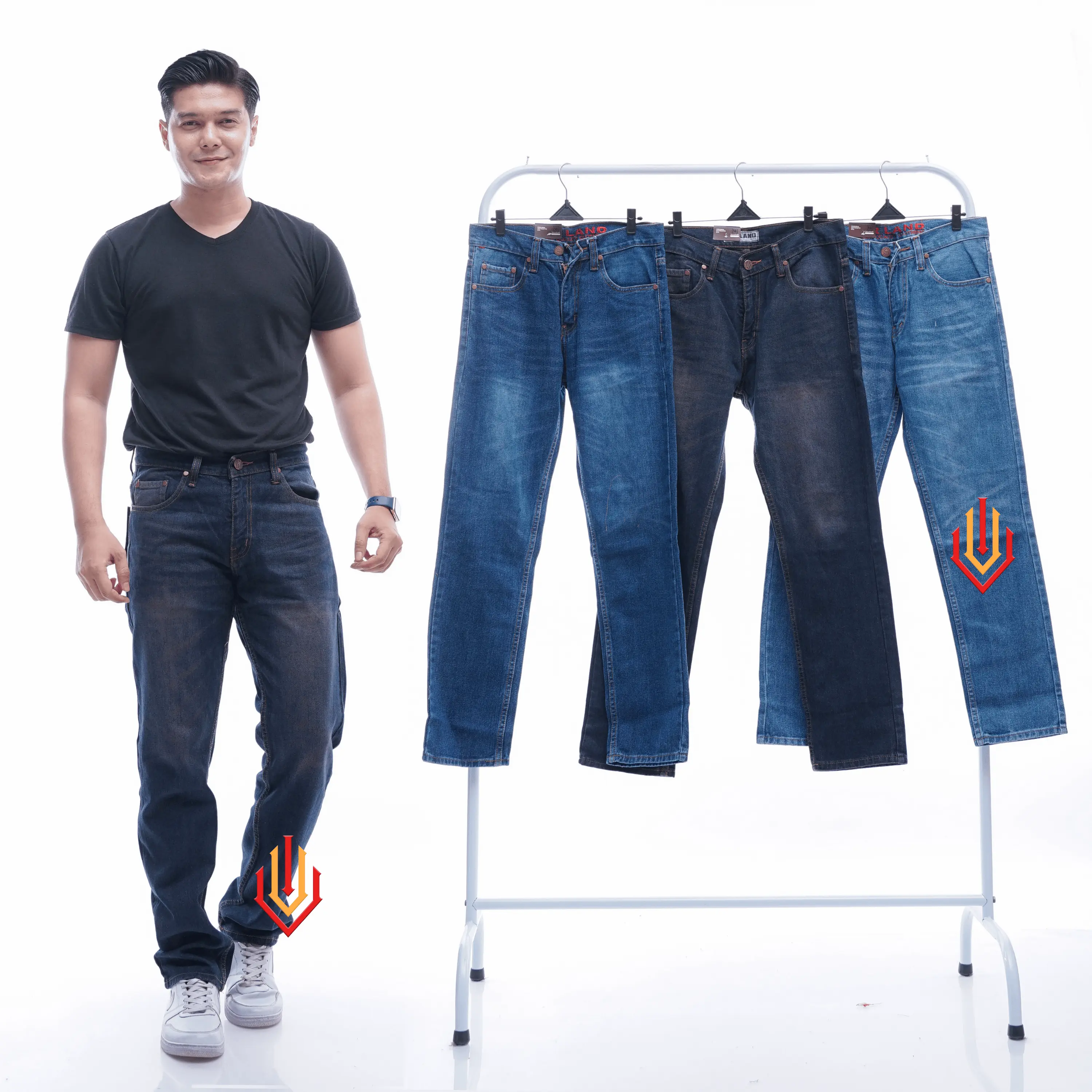 Celana Jeans Pria Panjang MR LAND variasi scrap Denim Cowok