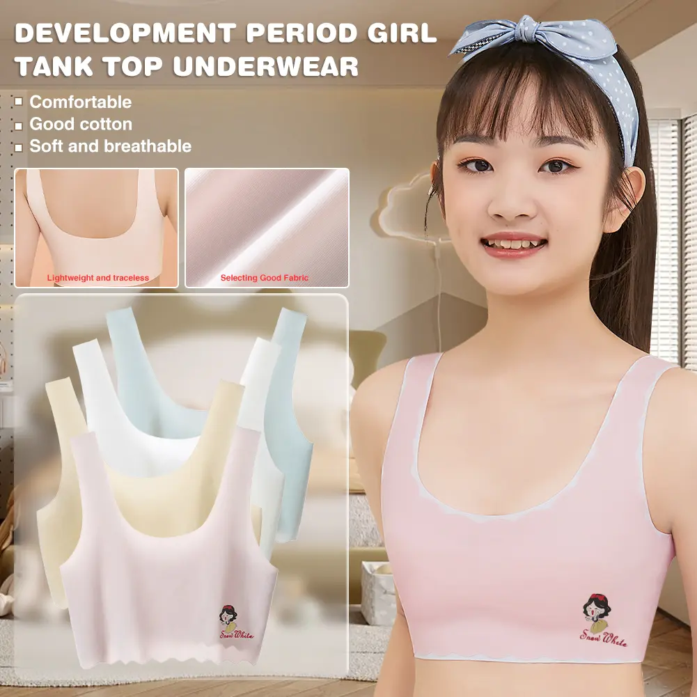 Áo Ngực Lụa Lạnh Dành Cho Bé Gái Tuổi 8-16 Và Học Sinh Trong Thời Kỳ Phát Triển, Không Có Vòng Thép, Thoáng Khí Và Thấm Hút, Áo Ống, Độ Đàn Hồi Cao, Áo Ngực Vest Thể Thao Thoải Mái, Hàng Mới Về 2024