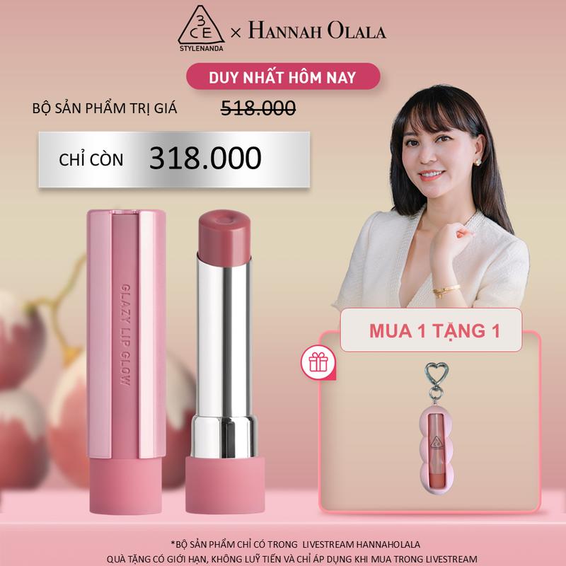 3CE x Hannah - Son bóng dưỡng môi 3CE GLAZY LIP GLOW