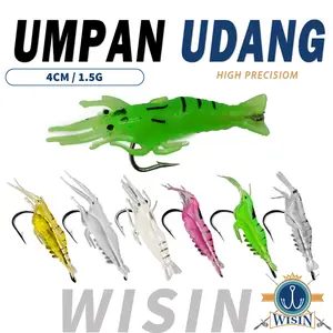 UMPAN UDANG BERCAHAYA KARET SOFT LURE 4cm LENGKAP KAIL KILI