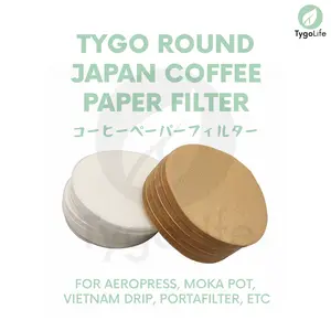 TYGO ROUND COFFEE PAPER FILTER JAPAN BLEACHED UNBLEACHED KERTAS SARING KOPI BULAT LINGKARAN UNTUK MOKA POT VIETNAM DRIP AEROPRESS PORTAFILTER WHITE BROWN PUTIH